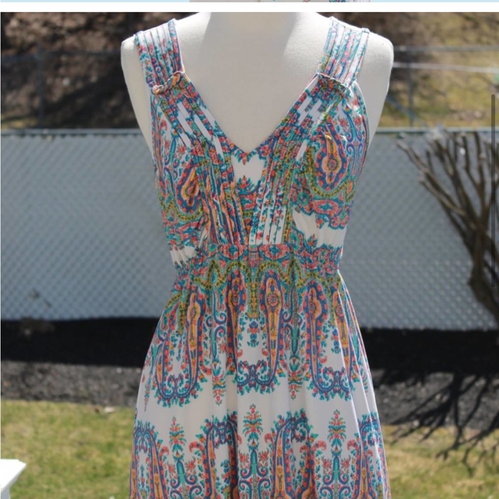 Live and Let Live Women's Sleeveless Midi Dress Paisley Multicolor Print Size M